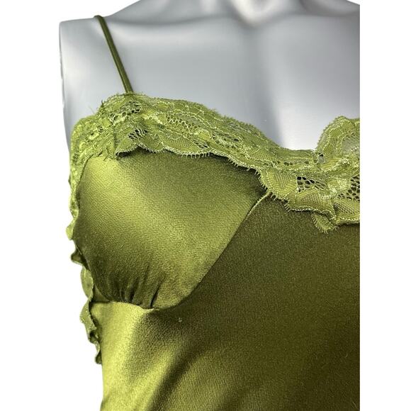 Coquette Silky Cami Crop Top Womens Olive Laced Fairy Y2K Whimsigoth Small - Picture 3 of 10